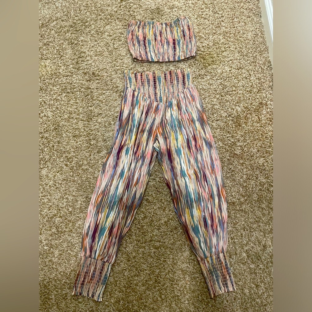 MISA Los Angeles Vega Pants with matching Roksana Bandeau Top- Size Small